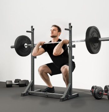 Suporte para Barras de Pesos Multifuncional com Largura e Altura Ajustáveis Suporte de Musculação com Estrutura de Aço Carga 200 kg para Treino em Casa Ginásio 60-87x65x121-158 cm Preto