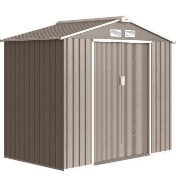 Shelter de jardin 213x130x185 cm Outer Metal Shelter de jardin pour le stockage d'outils avec 2 portes coulissantes et 4 fenêtres pour Madeira Terrace