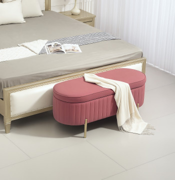 Piede imbottito in Velvet Fixing Bank e Golden Feet Bank per ingresso Dorm 108x44x43.5 cm Rosa