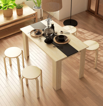 Ensemble de 4 banques de bois de Madère Banques modernes Frais ronds 120 kg pour salon Dorm Bureau Studio Ø40x45 cm Bois et