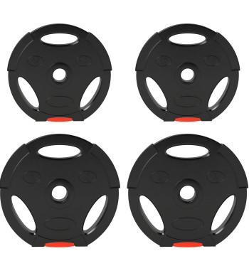 Conjunto de Discos de Pesos de 4 Peças Discos de Pesos 2x5 kg e 2x2,5 kg com Orifícios de 2,5 cm para Treino Fitness em Casa Ginásio Preto
