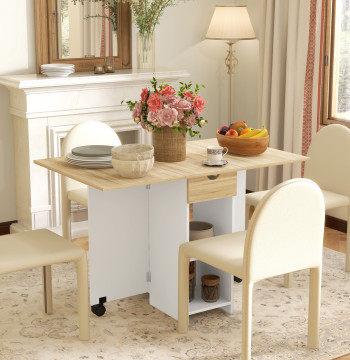 Essenza Mesa Dobrável Cozinha Sala Jantar 120x72x75 cm Madeira e Branco