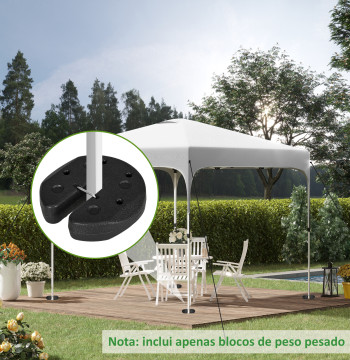 Conjunto de 4 Pesos para Tendas Dobráveis Pesos para Pérgola Preenchidos com Cimento Bases para Toldo Pérgola Ø22x5,5 cm Preto