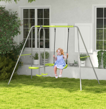 Ballon de jardin pour enfants balançoire avec 1 ballon simple 1 planeuse et charge anti-UV pour l'équilibre des nourrissons 135 kg 255x160x180 cm Gris et vert