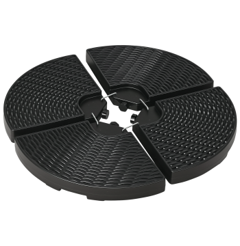 Base para Chapéu de Sol de 4 Piezas Soporte para Chapéu de Sol Recarregable con Areia 68 kg o Agua 52 kg para Jardín Pátio o Terrazo Negro