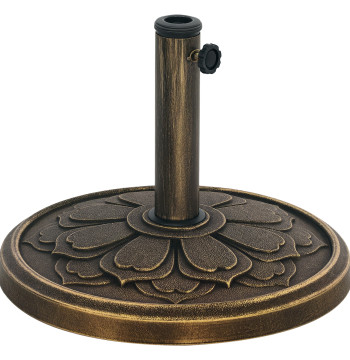 Base para Chapéu de Sol Redonda Soporte para Chapéu de Sol Base para Chapéu de Sol Rellenado con Cimento Peso 12 kg para Jardín Varanda Ø46x33 cm Bronce
