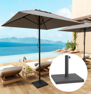 Base para Chapéu de Sol de 14,5 kg Suporte para Chapéu de Sol Preenchido com Cimento para Chapéus de Sol com Mastro de Ø38/48 mm 44x44x30 cm Preto