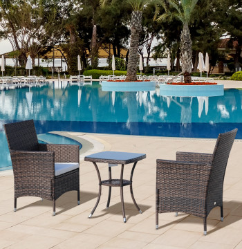Set di mobili da esterno per balcone Include 1 tavolo 2 sedie 2 pad di tergicristallo in metallo marrone