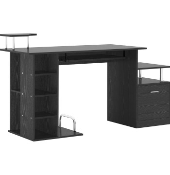 Secretária para Computador Secretária para Escritório – Cor: Preto - Madeira MDF - 152 x 60 x 88 cm