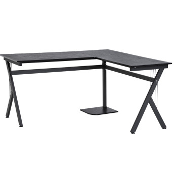 Secretária de PC Computador tipo Secretária para Gabinete - Cor: Preto - MDF E1 e Ferro Revestido a Pó - 155 x 130 x 76 cm