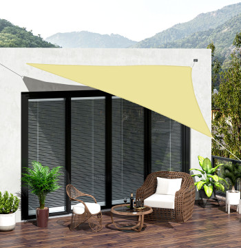 3x3x3 m Bougie d'ombre triangulaire Bougie en polyester avec protection UV Anneaux en forme de D et ropes pour jardin Patio de piscine de sable