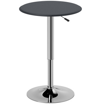Mesa de Bar Redonda ajustable en altura 67-93 cm, Mesa Alta de Bar, Tampo Ø63 cm Giratorio 360°, con Base Redonda de Metal Cromado, para Cocina, Sala de Cena, Negro