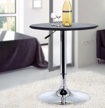 Mesa de Bar Redonda Ajustável em Altura 67-93 cm, Mesa Alta de Bar, Tampo Ø63 cm Giratório 360°, com Base Redonda de Metal Cromado, para Cozinha, Sala de Jantar, Preto