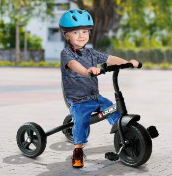 Triciclo para Niños por encima de 18 Meses Triciclo Infantil con Protector de Seguridad para las Rodas y Campainha 79x50,5x58 cm Negro