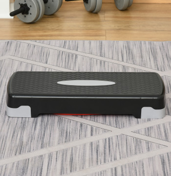 Step para Ejercicio Aeróbico Plataforma Step con Altura ajustable en 2 Niveles con carga máxima 150kg para Ejercicio en Academia Casa 68x29x10-15cm Negro y Rojo