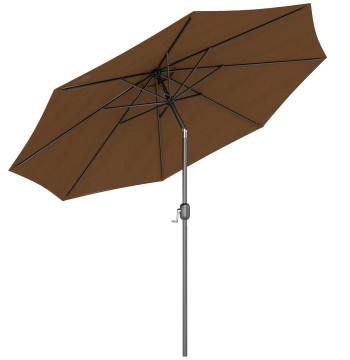 Jardin Chapeau de soleil Ø295x250cm avec chapeau de soleil extérieur Manivela avec mécanisme d'inclinaison et mât en métal inmontable pour terrasse Piscine Patio Café