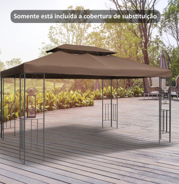 4x3m Risveglio di ricambio per giardino Pergola 2 livelli traspirante con 10 orifizi di drenaggio copertura esterna pergola marrone