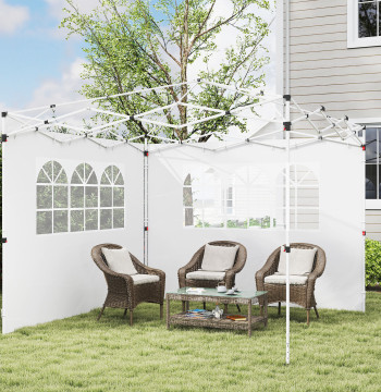 2 Paredes Laterais para Tenda 3x2 m Parede Lateral de Tecido Oxford com 2 Janelas Apto para tendas 3x3 m e 3x6 m Branco