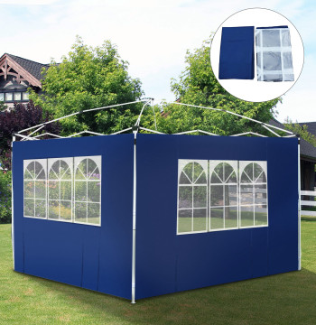 2 Paredes Laterais para Tenda 3x2 m Parede Lateral de Tecido Oxford com 2 Janelas Apto para tendas 3x3 m e 3x6 m Azul