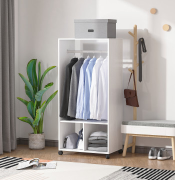 Armadio in legno Mobile Armadio aperto con Hanging Bar e Conchiglie per Dorm 60x40x128cm Bianco