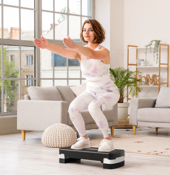 Étape pour l'exercice aérobique Étape plate-forme avec hauteur réglable en 2 niveaux avec charge maximale 120kg pour l'exercice dans la boîte Academy 68x29x10-15cm noir
