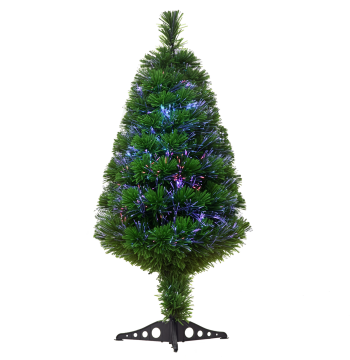 Albero di Natale artificiale 90cm con rami in PVC di 90cm Fibra ottica 4 colori Supporta la decorazione di Natale per interni 048x90cm Verde