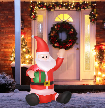 1,2 m gonflable Père Noël avec cadeau décoration de Noël éclairage LED 70x50x120cm multicolore