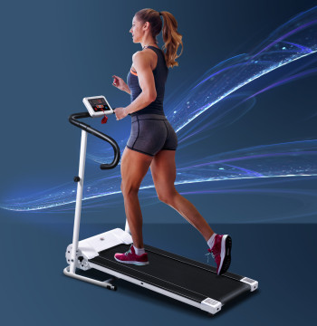 Bac pliable électrique Passer électrique avec vitesse 1-10km/h avec écran LCD et charge maximale 110kg pour la maison 125x61x118 cm Blanc et noir