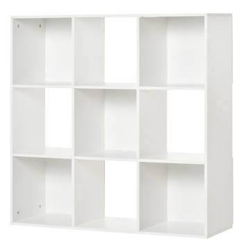 Estante para libros de 3 Niveles Estante de Madera con 9 Compartimientos Estante Modular 91,5x29,5x91,5 cm Blanco