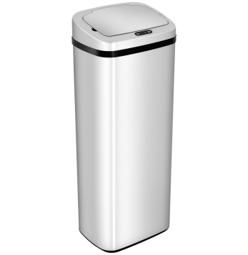 Balde de Lixo Inteligente 50L com Sensor Infravermelho Botão Tátil Balde de Lixo com Abertura Automática Quadrado 33x25x84 cm Prata