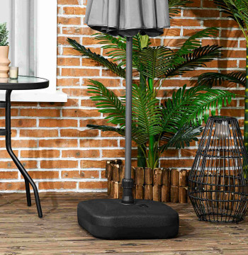 Base para Chapéu de Sol Suporte para Chapéu de Sol Recarregável com Água ou Areia HDPE 46x45x26cm Preto