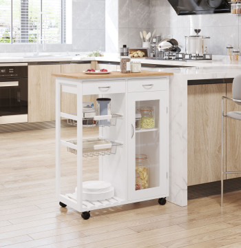 Carrinho de Cozinha de Bambu 70x37x85 cm