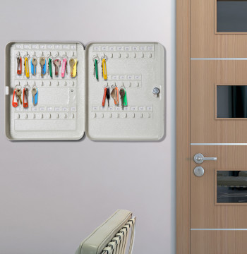 Llavero 45 Ganchos Llavero de Parede Caja de Seguridad con cierre Etiquetas 30x24x7,5 cm Acero