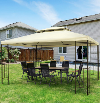 Giardino Pergola 295x392x270 cm Pergola esterna con doppia ventilazione soffitto e 4 colonne in acciaio stabile per festival Eventi Courtyard Cream