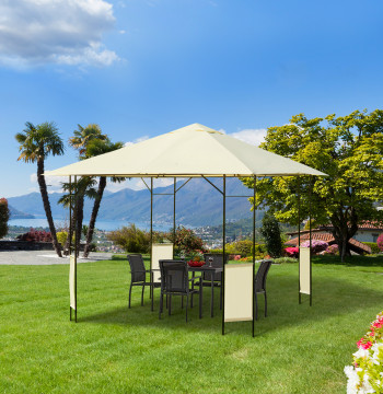 Giardino Pergola 3x3x2.6m Pergola esterna con struttura in acciaio e risveglio con protezione UV 300x300x260 cm Crema