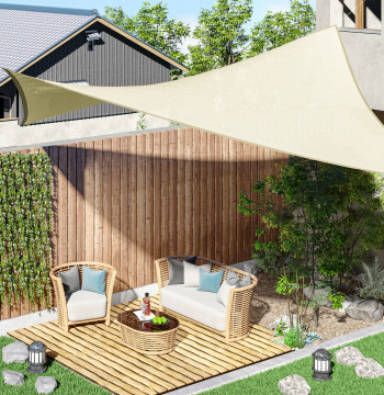 Candela rettangolare ombra 3x4 m HDPE Candela con protezione UV Anelli a forma di D e tubi per giardino Patio Pool Crema