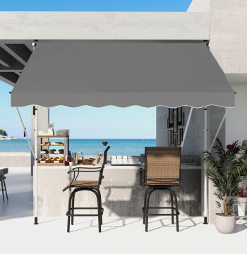 Retrattile manuale invernale per esterno 300x150x170-280cm Altezza di risveglio regolabile con maniglia Protezione solare per terrazza Balcone Giardino Grigio