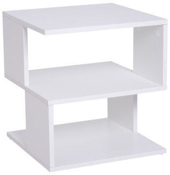 Mesa auxiliar Mesa de Cabecera Mesa Centro de 2 Niveles con Estante de almacenamiento para sala dormitorio 40x40x43 cm Blanco