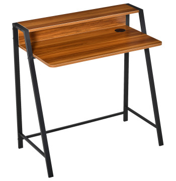 Essenza Secretária Mesa de Computador 84x45x85cm Bancada Madeira Pés Metal Nogueira e Preto