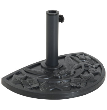 Base para Chapéu de Sol Semicircular 9 kg Base para Chapéu de Sol Apto para Mastros de 35 mm 38mm e 48 mm Preenchido dom Cimento para Varanda Pátio 50x32x32cm Preto