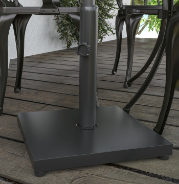 Chapeau solaire Poids de base 13 kg pour les mâts 35 mm 38 mm et 48 mm Base pour chapeau solaire Square Cement Garden Balcon extérieur 40x40x43 cm noir