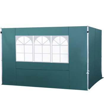 2 Paredes Laterais para Tenda 3x3 m Parede Lateral de Substituição de Tecido Oxford com Janela 300x200 cm Verde