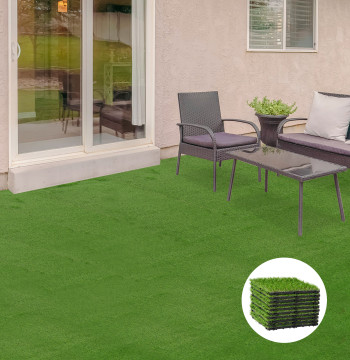 Gazon artificiel 30x30cm 10 pièces avec une hauteur de 25mm haute densité 6500 pelouse artificielle installant dehors Terrasse verte Cour