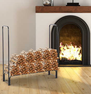 Support pour Lenas 122x35x122 cm Porte Metal Lena para Extérieur e Interior Cargo Max. 150 kg Noir