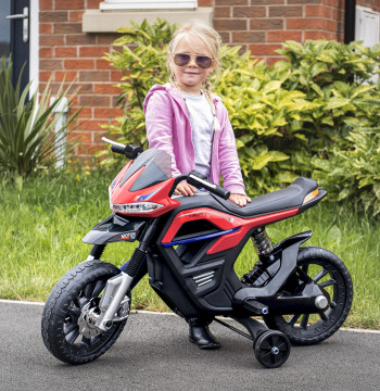 Mota Elétrica Infantil Motocicleta para Crianças acima de 3 anos Bateria 6V com Luzes e Música 105x52,3x62,3 cm Vermelho
