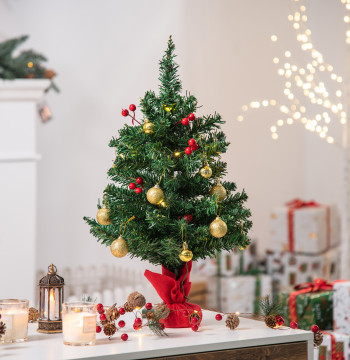 Mini Arbre de Noël 60cm Décoration artificielle de Noël en pin avec support en métal 73 branches PVC Ø40x60cm vert