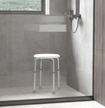 Banca di sicurezza della doccia con altezza regolabile 32.2x41x35,5-54cm Bianco