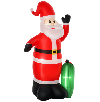 Santa gonflable avec sac cadeau 3 IP44 LED lumières et gonflable électrique décoration de Noël pour intérieurs et extérieurs 148x85x240cm Rouge et vert