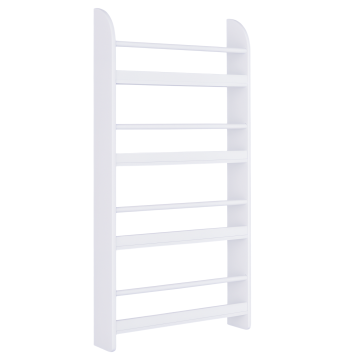 Estante de Parede para Livros com 4 Prateleiras Estante de Livros para Escritório Dormitório Entrada Carga Máxima 30 kg 56x12x113 cm Branco