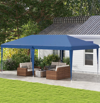 6x3 Tente pliante Tente de jardin portable avec sac de transport Oxford Tissu Structure en acier pour les parties extérieures Camp Bleu